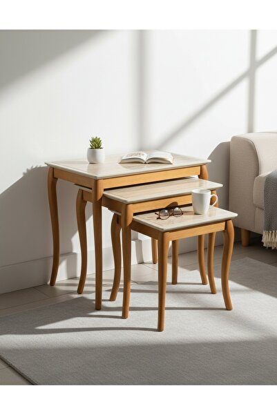 Kaan Export Zigon Sehpa Pesaro Traverten Ceviz