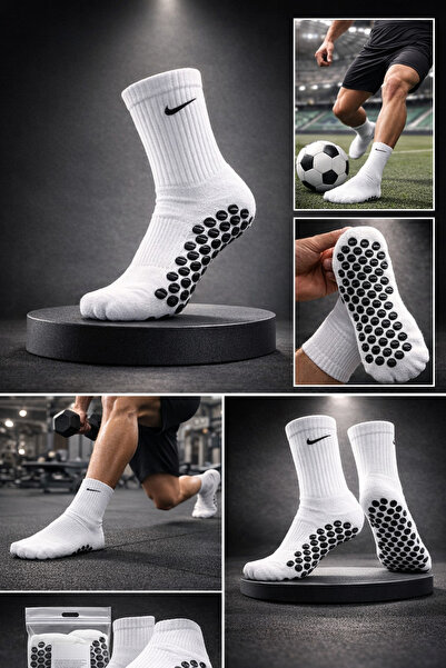 Muba Kaydırmaz Silikon Tabanlı Futbol Çorabı Havlu Tabanlı 3'lü