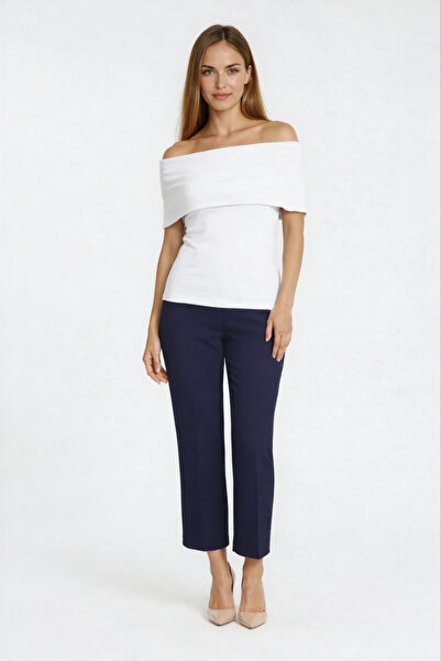 Spazio Decenzio Kayık Yaka Omuz Açık Bluz BEYAZ