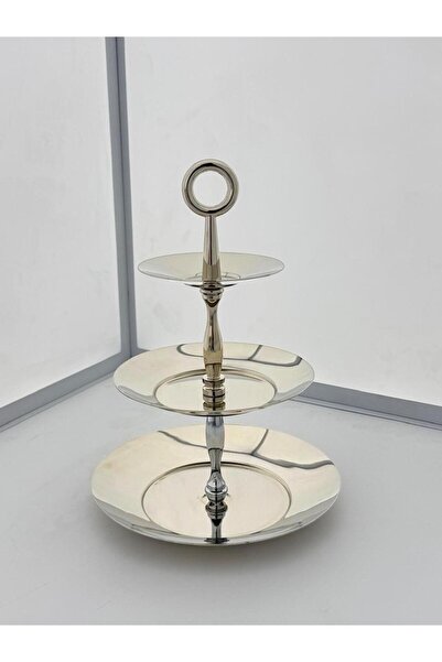 aljahwari ستاند تقديم بثلاث طوابق من الستانلس ستيل اللامع الفاخر