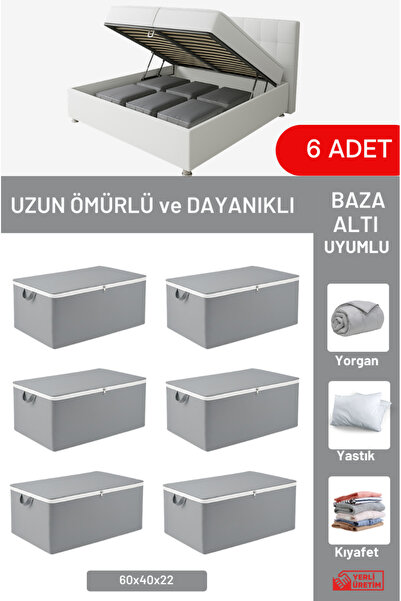 EVSELLA 6'li Set - Antrasit Büyük Boy Baza Altı & Çekyat Altı Hurç (65 x 45 x...