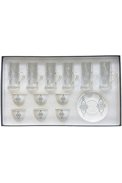 ALQANNAS طقم أكواب شاي وقهوة محفور بالليزر مكون من 18 قطعة