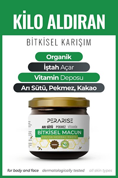 PeraRise Kakaolu Pekmez Vitamin Arı Sütü Bitkisel Organik Karışımlı Macun