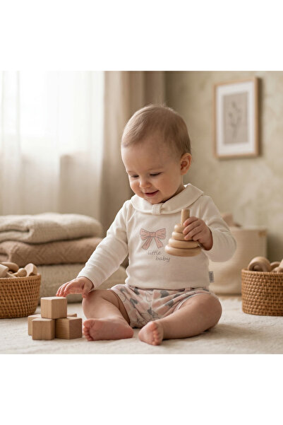 andywawa Kalp Desenli İkili Takım Kız Bebek Şık ve Sevimli Tasarım