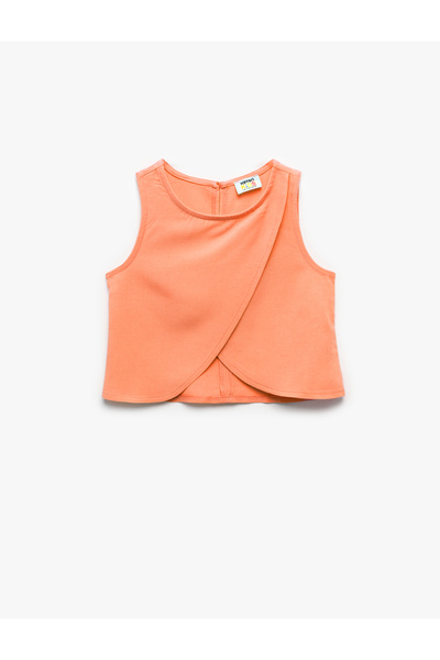 Koton Asimetrična bluza bez rukava od mešavine platna sa okruglim izrezom