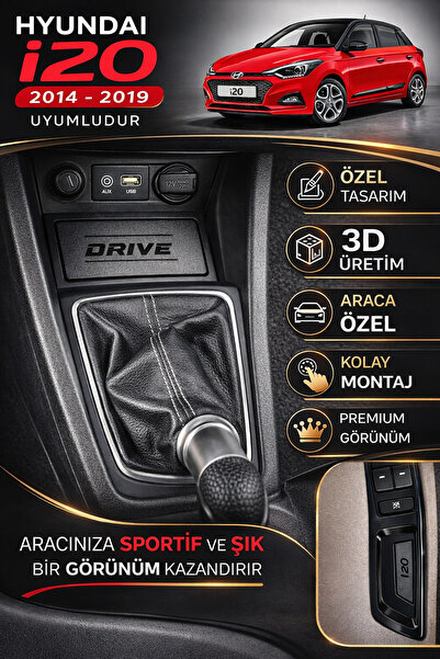 HIZARCI Hyundai i20 2014–2019 Uyumlu Bardaklık ve Konsol Taban Pedi Seti (GRİ...