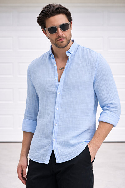 Delpino Ljetna muslinska košulja dugih rukava Lan