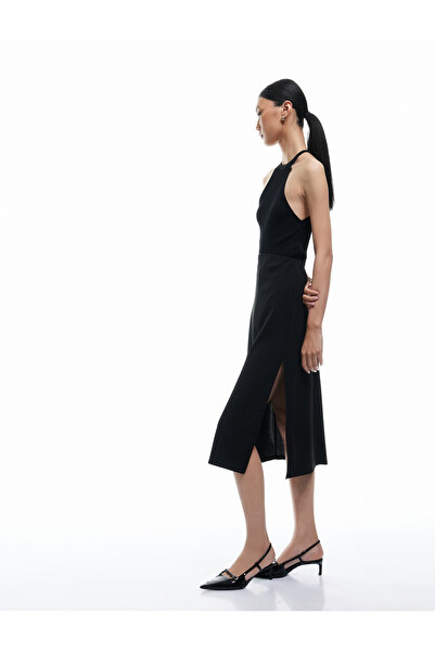 Koton Τυπική μίντι φούστα από κρεπ ύφασμα κατάδυσης μέσης