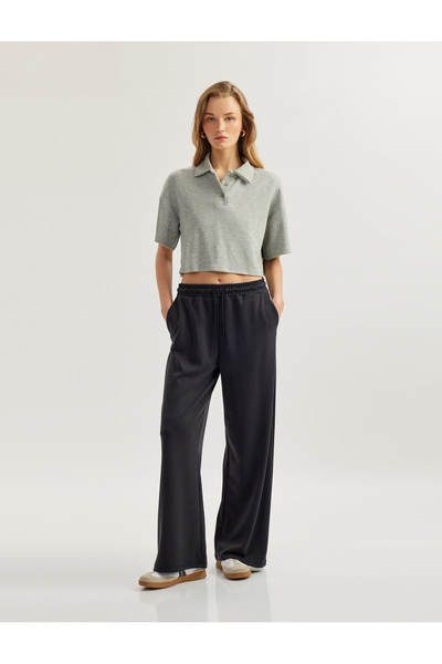 Koton Modal Wide Leg Sweatpants with Tie Waist Pockets