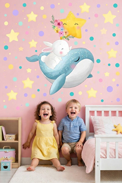 KT Decor 100 komada slatkih kitova, zečića i zvezda Tačkasti dezen s - Zidna ...