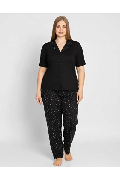 Pijamoni Жіночий віскозний комплект піжами великого розміру з короткими рукав...