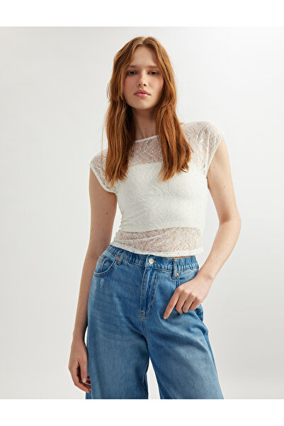 Koton Bluză din dantelă transparentă fără mâneci cu spate decoltat