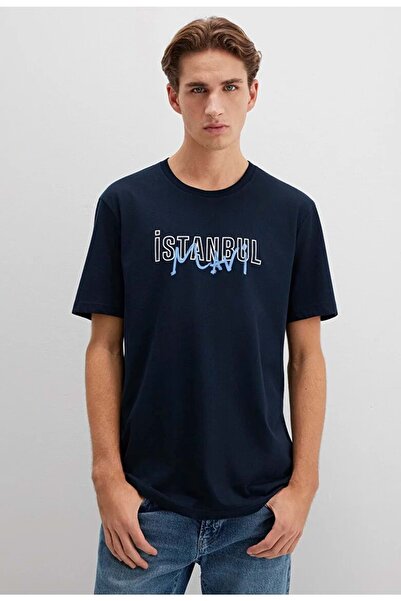 Mavi M067114 Istanbul B Printed T-Shirt Men's T-Shirt Dark Blue