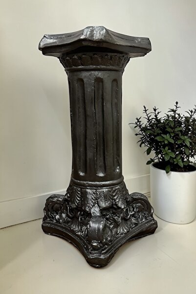 libre design Dekoratif 53 cm Metalik Siyah Roma Sütunu Antik Obje Ev Balkon B...