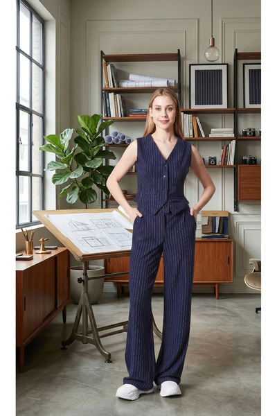 Bella Dossi VESTĂ CU dungi și PANTALONI COSTUME DUBLU