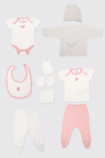 Panço Yenidoğan Çilek Desenli 10'lu Hastane Çıkış Seti