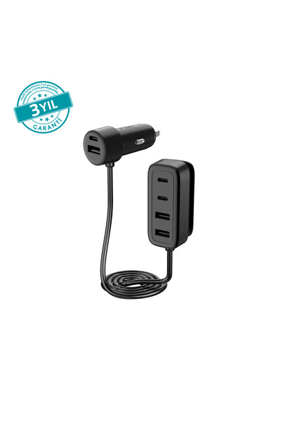 Ttec SmartCharger 6sı 1 Arada PD 90W Araç Hızlı Şarj Aleti 3 USB-C+3 USB-A 2C...