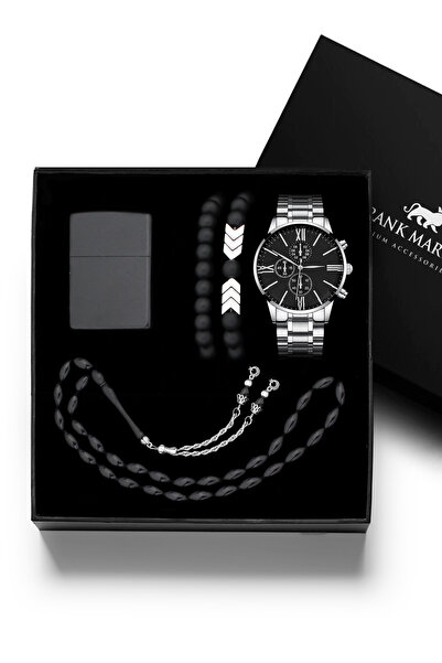 Frank Martin Erkek Saat Bileklik Tesbih Çakmak Seti 10-002