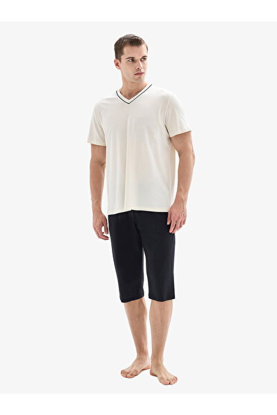 Blackspade Men's Capri Pajama Set 40873 - Cream