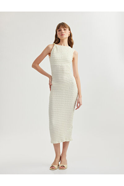 Koton Rochie creion fără mâneci, cu textura subțire, cu decolteu rotund, cu d...