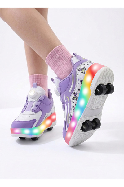 ROCKY SPORT أحذية رياضية للأطفال بعجلات مضيئة وحذاء تزلج مريح باللون الأرجوان...