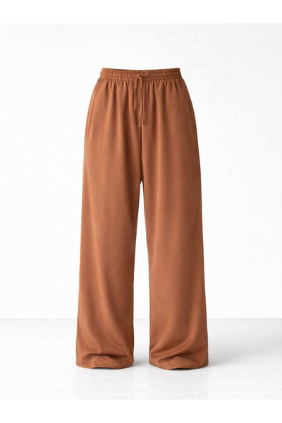 Retrobird Dizajn širok kroj Relaks pantalone za žene, lagana kafa