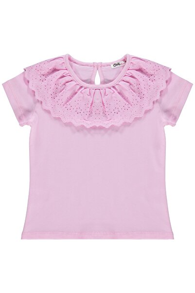 Civil Girls Majica za decu od 4-9 godina sa naboranim ovratnikom - roza, za 6...