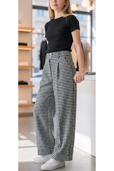 Minimoda Kids Kız Çocuk Kazayağı Desenli Kışlık Pantolon