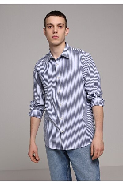 Colin's Ανδρικό μπλε μακρυμάνικο πουκάμισο με κανονική εφαρμογή