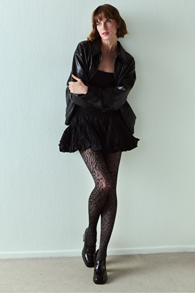 Penti Dark Gray Zesütyenleopard Pantyhose