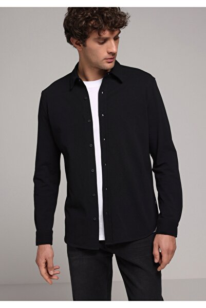 Colin's Regular Fit Shirt Neck Plain Men's Black Long Sleeve Shirt