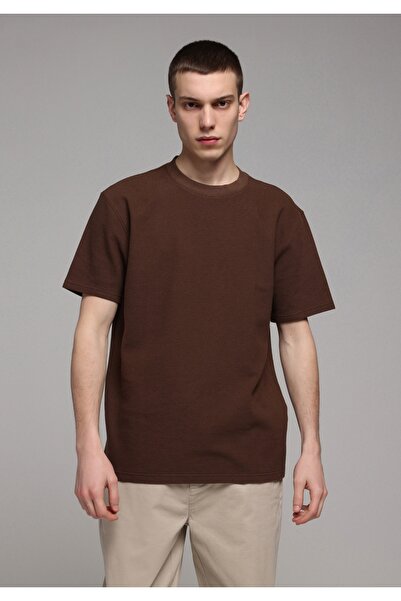 Colin's Comfort Fit Round Neck Plain Men's Brown Short Sleeve T-Shirt