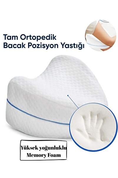 Simple. The Pillow Visco Ortopedik Diz Bacak Arası Destek Yastığı – Kalp Modeli | Hamileler ve Yan Uyuyanlar İçin | 25 × 25 × 15 cm
