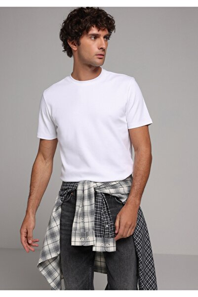 Colin's Tricou alb cu mânecă scurtă pentru bărbați, cu gât rotund, cu croială...