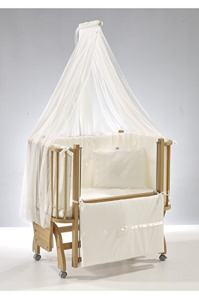 Meltem Smart Mood Sallanır Anne Yanı Beşik Ahşap Bebek Beşiği 50x90 cm (natur...