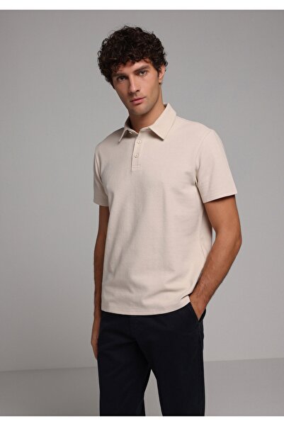 Colin's Regular Fit Polo Neck Plain Men's Beige Short Sleeve T-Shirt