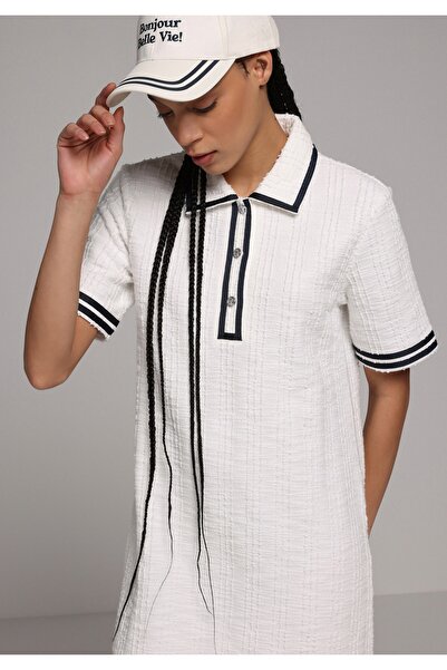 Colin's Regular Fit jacard Rochie albă cu mânecă scurtă pentru femei