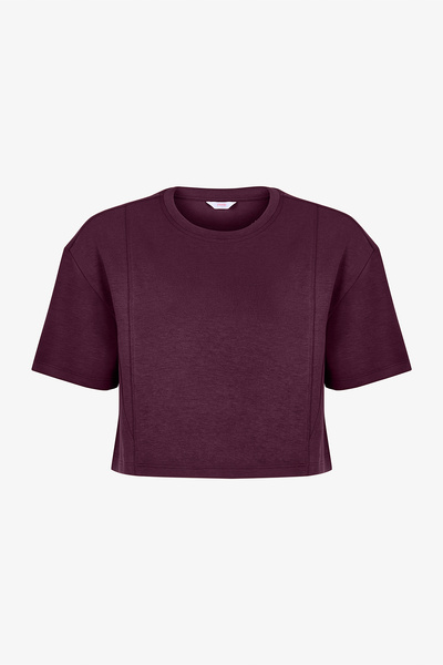 Penti Burgundy Silky Feel T-Shirt with Stitching Detail