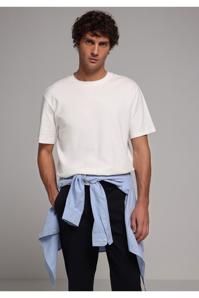 Colin's Tricou alb cu mânecă scurtă pentru bărbați, cu gât rotund, confortabil