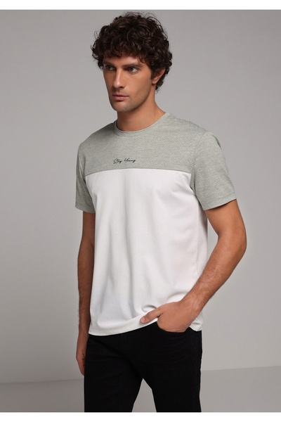 Colin's Tricou verde cu mânecă scurtă pentru bărbați, cu gât rotund, cu croia...