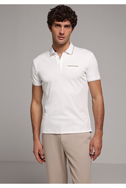 Colin's Tricou alb cu mânecă scurtă pentru bărbați, slim fit, cu gât polo