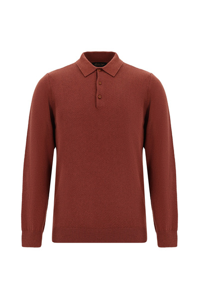 Abdullah Kiğılı Pulover din tricot din bumbac și cașmir, cu guler polo
