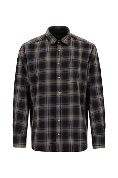 Abdullah Kiğılı Μακρυμάνικο κανονικό καρό βαμβακερό πουκάμισο