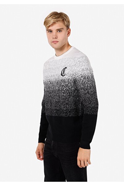 Colin's سترة رجالية سوداء ذات قصة عادية وياقة دائرية بنمط مطبوع