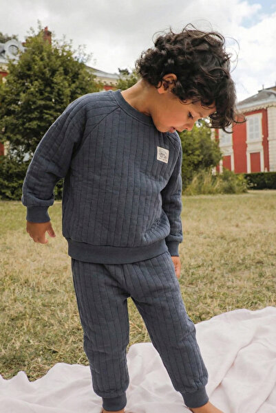 Cigit Quilted Sweatshirt Set 1-7 Years Anthracite