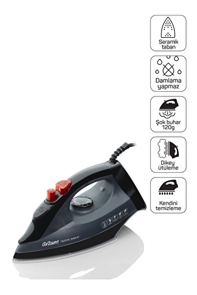Arzum AR684 Olivya Buharlı Ütü 2400W – Seramik Tabanlı, Dikey Buhar, Damlama ...