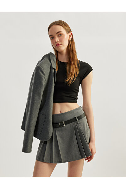 Koton Kemerli Pileli Mini Şort Etek