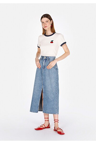 Colin's Fusta albastră pentru femei, slim fit, cu fermoar