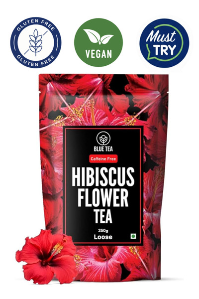 BLUE TEA Hibiscus Flower Herbal Tea, Vitamin C Rich, Caffeine-Free, 250g
