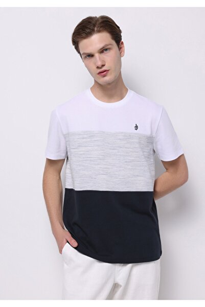 Colin's Tricou cu mânecă scurtă pentru bărbați, cu gât rotund, tricotat jacqu...